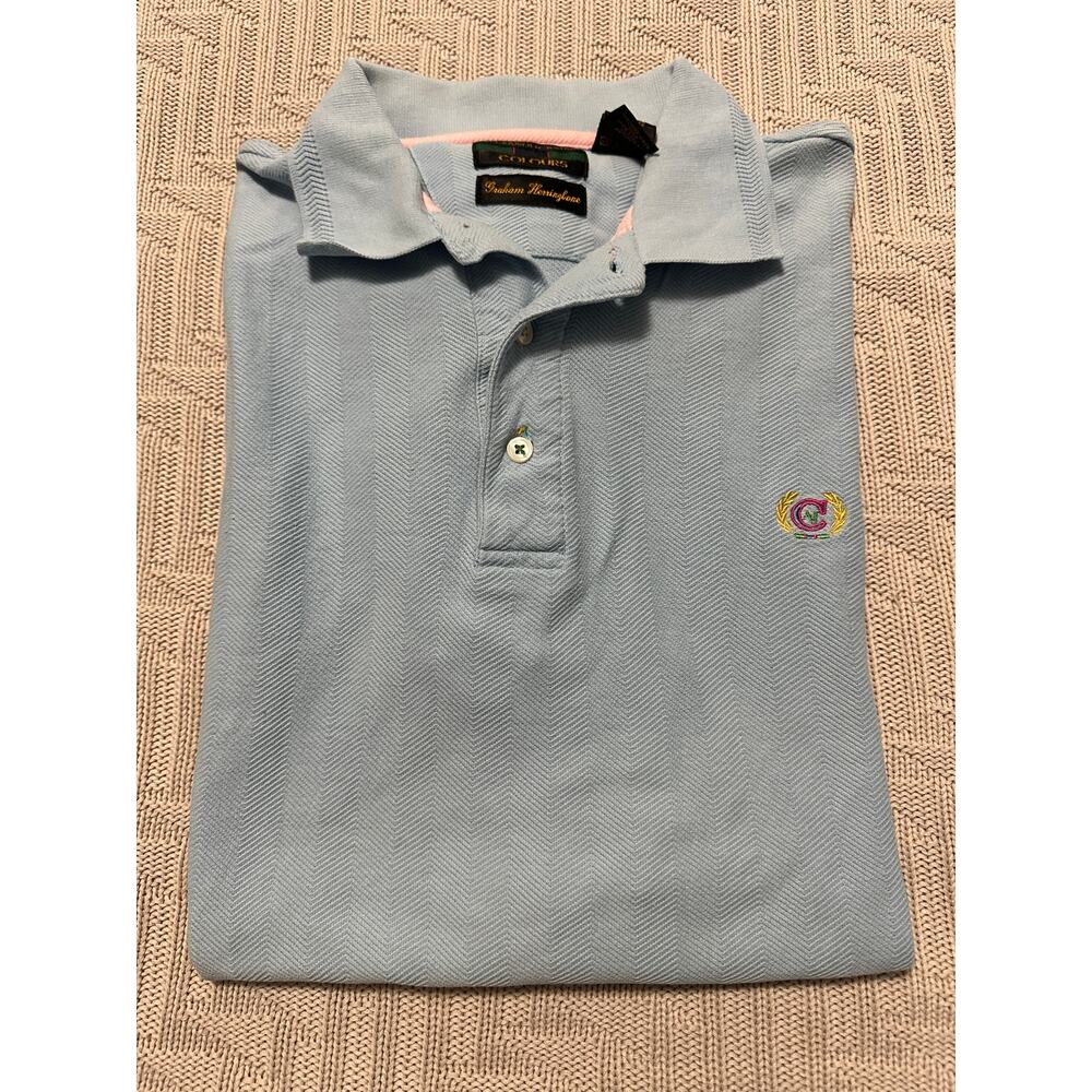 Alexander Julian blue graham herringbone polo size M